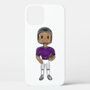 vintage retro football player purple black simple iPhone 12 pro case