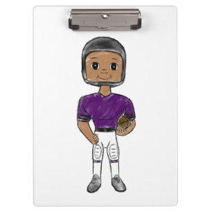 vintage retro football player purple black  simple clipboard