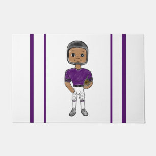 vintage retro football player purple black  simple doormat