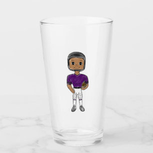 vintage retro football player purple black  simple glass