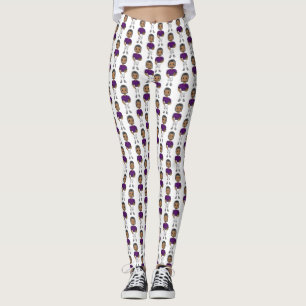 vintage retro football player purple black  simple leggings