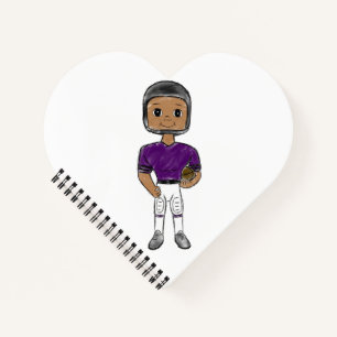 vintage retro football player purple black simple notebook