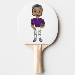 vintage retro football player purple black simple ping pong paddle