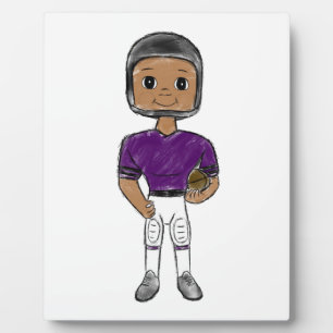 vintage retro football player purple black simple plaque