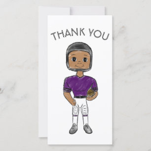 vintage retro football player purple black  simple thank you card
