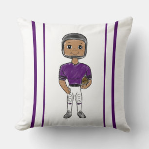 vintage retro football player purple black simple throw pillow