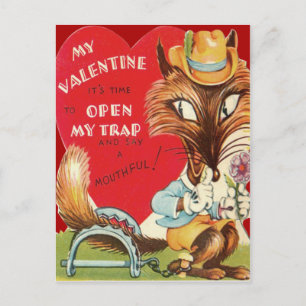 Vintage Retro Fox Valentine Card