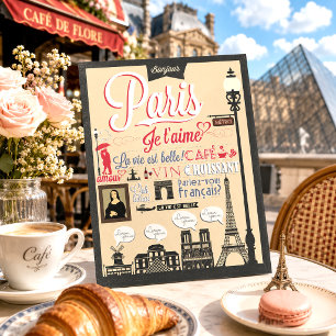 Vintage Retro France Paris Je t'aime Travel Postcard
