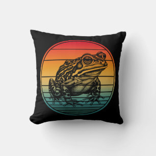Vintage Retro Frog Amphibian Toad Throw Pillow