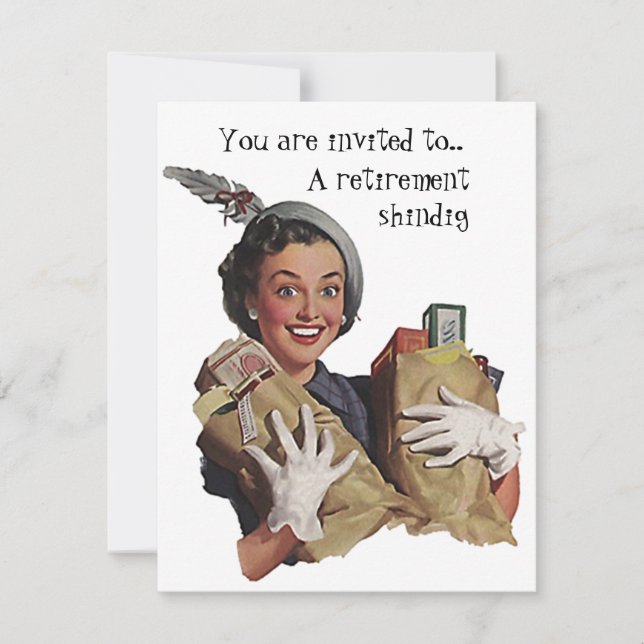 Vintage Retro fun Retirement Party Invitations (Front)
