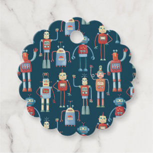 Vintage Retro Fun Robot Pattern Favour Tags