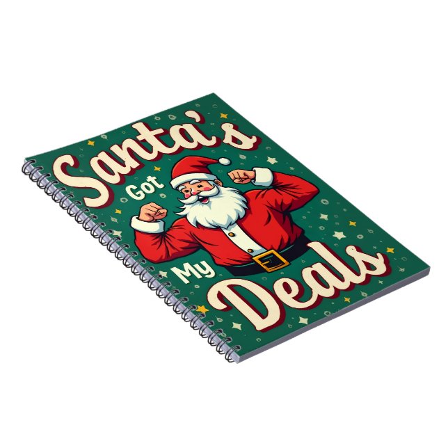 Vintage Retro Funny Santa Flexing Christmas Deals  Notebook (Right Side)