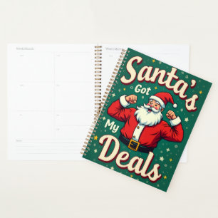 Vintage Retro Funny Santa Flexing Christmas Deals  Planner
