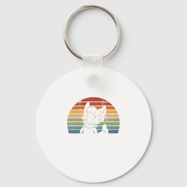 Vintage Retro Furry Fibes Fandom Fursuiter Gift Keychain (Front)