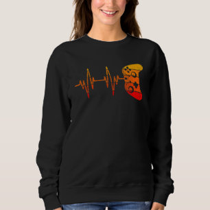 Vintage Retro Gamer Heartbea Video Game Gaming Sweatshirt