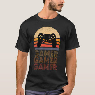 Vintage Retro Gamer Video Game Player Boys And Men T-Shirt