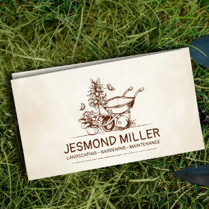 Vintage Retro Gardening Services Business Card