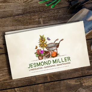Vintage Retro Gardening Services Business Card