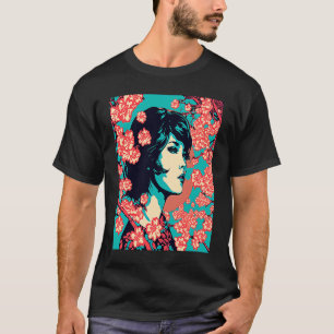 Vintage Retro Geisha Kimono Japanese Samurai Femal T-Shirt