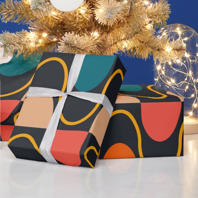 Vintage Retro Geometric Abstract Pattern  Wrapping Paper (Holidays)