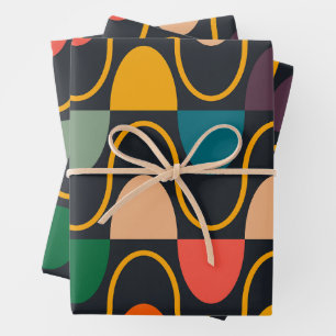 Vintage Retro Geometric Abstract Pattern  Wrapping Paper Sheet