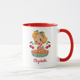 Vintage Retro Girl Cherry Pie Mug