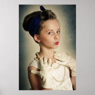 Vintage retro girl poster