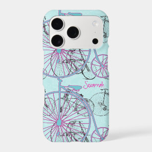 Vintage Retro Girl rose Aqua Bicycle bleu