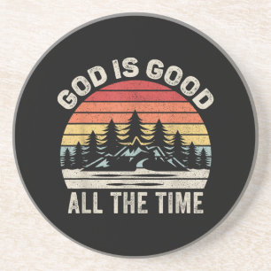 Vintage Retro God Is Good All The Time Christian Coaster