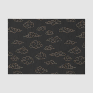 Vintage retro gold stylized clouds on black tissue paper
