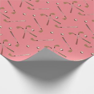Vintage Retro Golf Golfer Clubs Balls Pattern Wrapping Paper