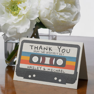 Vintage Retro Greatest Hit Cassette Tape Wedding Thank You Card
