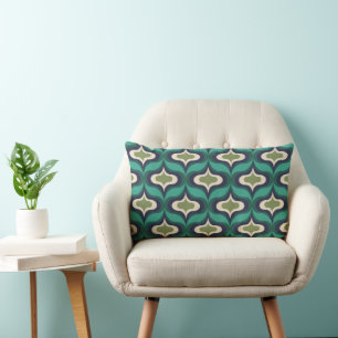 Vintage Retro Green Lumbar Pillow