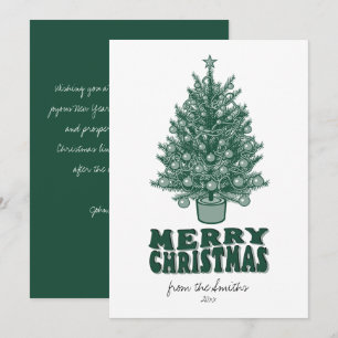 Vintage Retro Greenery Merry Christmas non photo Holiday Card
