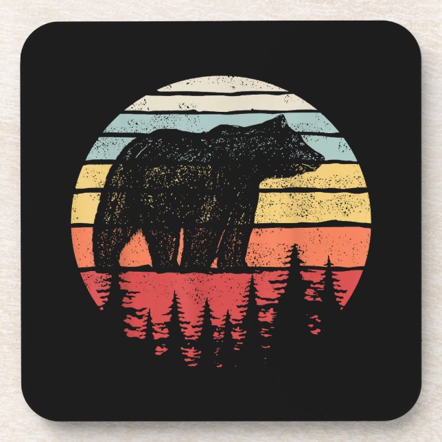 Vintage Retro Grizzly Bear Coaster (Front)