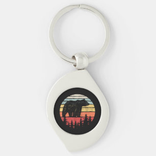 Vintage Retro Grizzly Bear Keychain