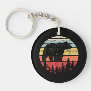 Vintage Retro Grizzly Bear Keychain
