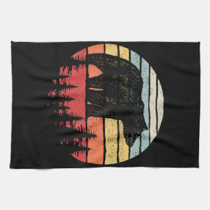 Vintage Retro Grizzly Bear Kitchen Towel