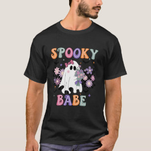 Vintage Retro Groovy Ghost Boo Stay Spooky Babe Ha T-Shirt