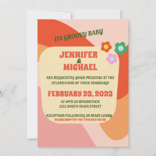 Vintage Retro Groovy Wedding Invitation