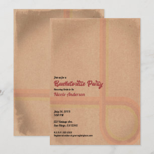 Vintage Retro Grunge 60's 70's Bachelorette Party  Invitation