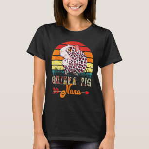 Vintage Retro Guinea Pig Nana Flowers Leopard Guin T-Shirt