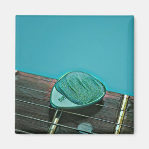 Vintage retro guitar artwork for guitarist magnet