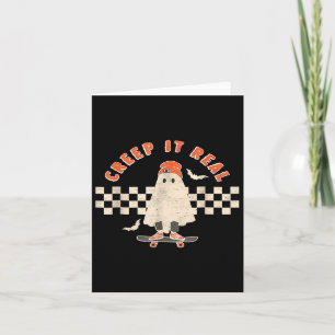 Vintage Retro Halloween Creep It Real Ghost Boy Fa Card