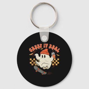 Vintage Retro Halloween Creep It Real Ghost Boy Fa Keychain
