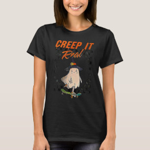 Vintage Retro Halloween Creep It Real Ghost Boy Fa T-Shirt