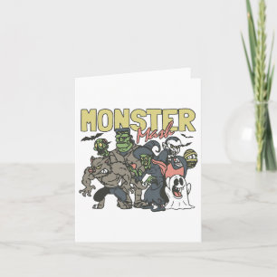 Vintage Retro Halloween Monster Mash Boo Ghost Wit Card