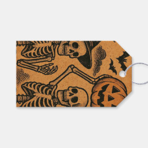 Vintage/Retro Halloween skeletons Gift Tags