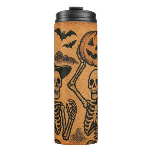 Vintage/Retro Halloween skeletons Thermal Tumbler