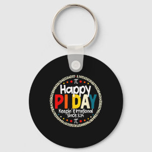 Vintage Retro Happy Pi Day Keepin It Irrational Si Keychain